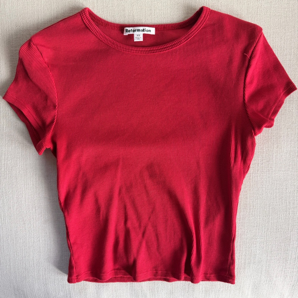 Reformation Red Short Sleeve Muse Tee